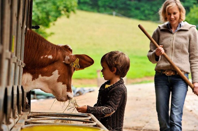 Tiere fttern &#8211; das kommt bei Ki...nhof als Gast leben darf, umso besser.  | Foto: LAG Urlaub auf dem Bauernhof