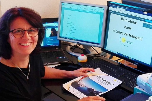 Dozentin Myriam Kursawe whrend des Online-Unterrichts.  | Foto: VHS