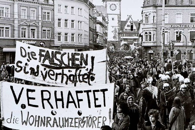 Aus der Demo am 13. Juni 1980 gegen di...ich die Besetzung des Schwarzwaldhofs.  | Foto: Siegfried Gollrad