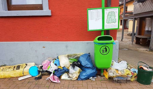 Wilde Mllentsorgung an der Bushaltestelle in Friesenheim.  | Foto: Walter Holtfoth