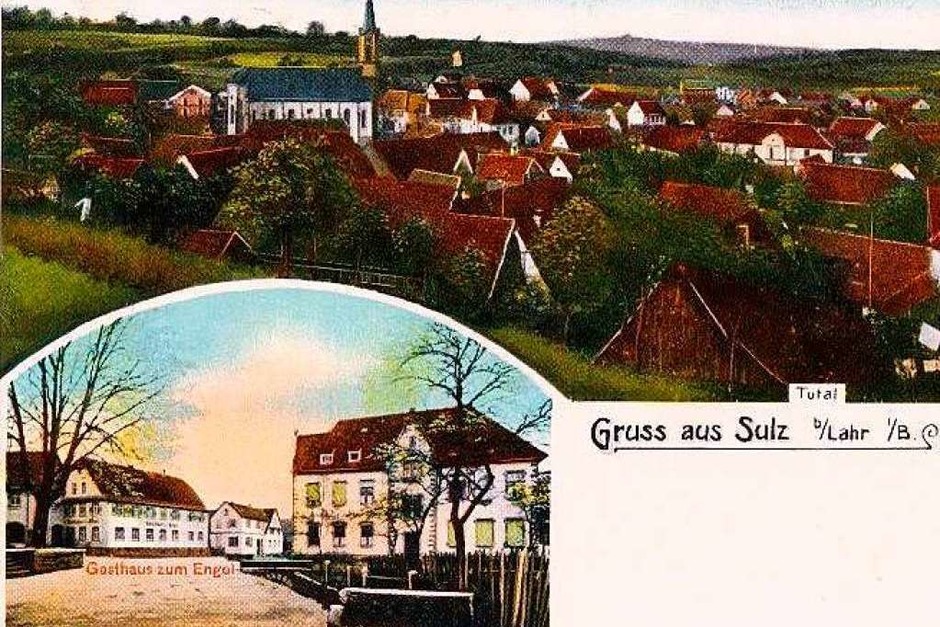 Der Gruß aus Sulz mit den beiden Gasthäusern Engel und Kaiser (Ansichtskarte von 1915) (Foto: Manfred Eble) Der Gruß aus Sulz mit den beiden Gasthäusern Engel und Kaiser (Ansichtskarte von 1915) (Foto: Manfred Eble)