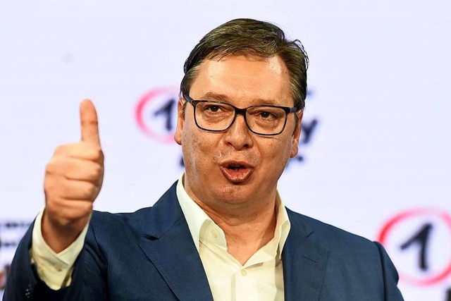 Aleksandar Vucic stand nicht zur Wahl,...ein wesentlicher Faktor frs Ergebnis.  | Foto: ALEKSANDAR DIMITRIJEVIC (AFP)