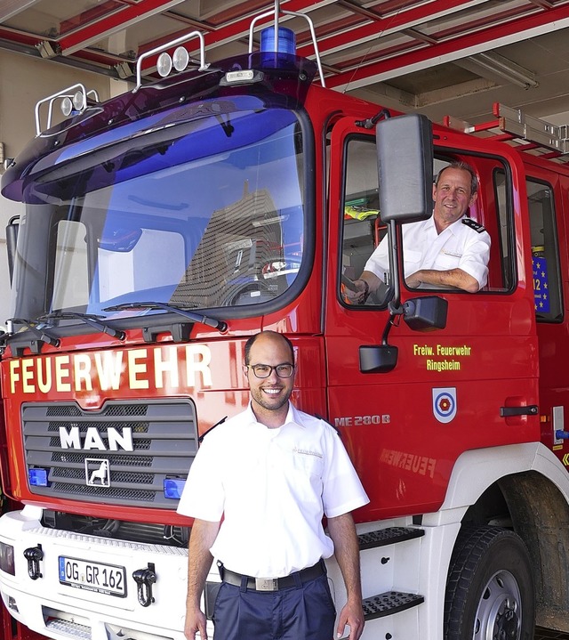 Die Feuerwehrspitze Christian Feist (K...auf die Untersttzung im Gemeinderat..  | Foto: KLaus Fischer