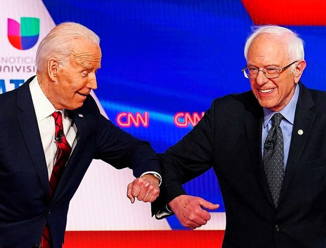 Joe Biden (links) hat sich gegen Bernie Sanders durchgesetzt.   | Foto: MANDEL NGAN (AFP)