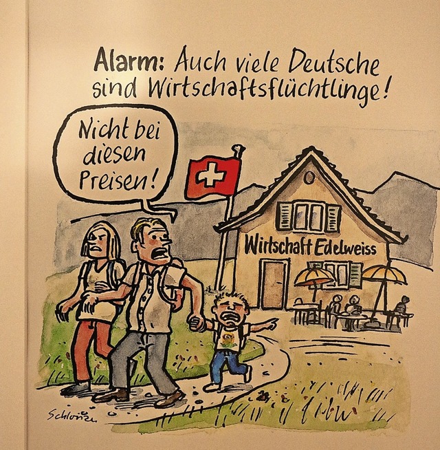 Auch diese Karikatur ber &#8222;Wirts...r ist im Bonndorfer Schloss zu sehen.   | Foto: Martha Weishaar