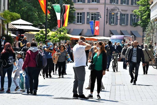 In Lrrachs Innenstadt ist wieder orde...Einkauf ist noch nicht wiedergekommen.  | Foto: Barbara Ruda