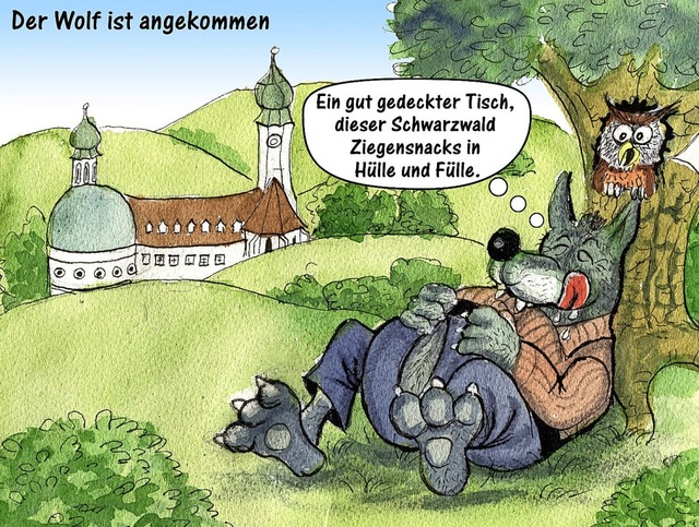 Wie Karikaturist Bert Kohl  die Sache mit dem Wolf sieht  .  | Foto: Bert Kohl