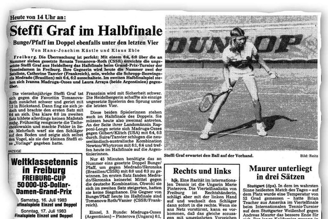Die Badische Zeitung berichtete in der...Grand-Prix-Turnier beim Freiburger TC.  | Foto: bz