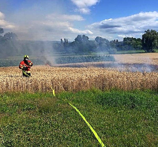 Bei Btzingen brannte ein Feld.  | Foto: Horst Hfflin