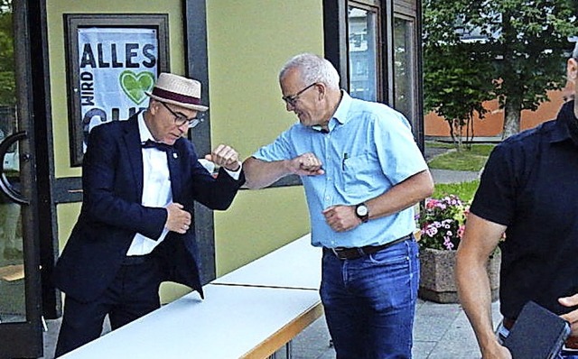 Foto von der speziellen Corona-Gratula...precher der CDU-Gemeinderatsfraktion.   | Foto: Kurt Meier