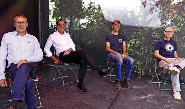 Andr Marker (von links), Rainer Liebe...nde Nellie Nashorn) und Patrick Dengl   | Foto: Barbara Ruda