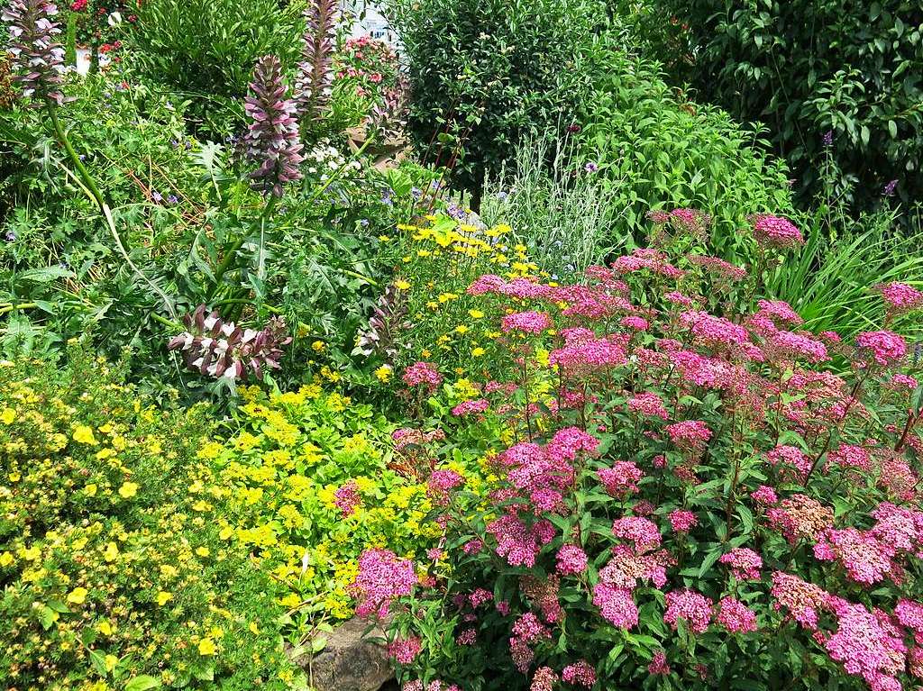 Blumen, Strucher, Bume, Gemse, Kruter und mehr gedeihen im Garten von Ingrid und Herbert Wehrle. Skulpturen, Brunnen, Natursteinmauern, Insektenhotel und Sitzgruppen ergnzen die blhende Oase.