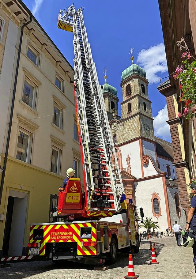 Drehleiterbung in der Altstadt  | Foto: Freiwillige Feuerwehr Bad Sckingen