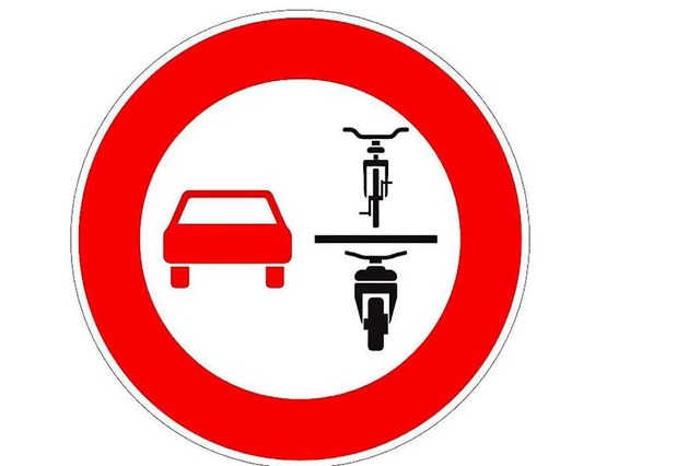 Dieses neue Verkehrszeichen verbietet ...eugen, also beispielsweise Fahrrdern.  | Foto: bz