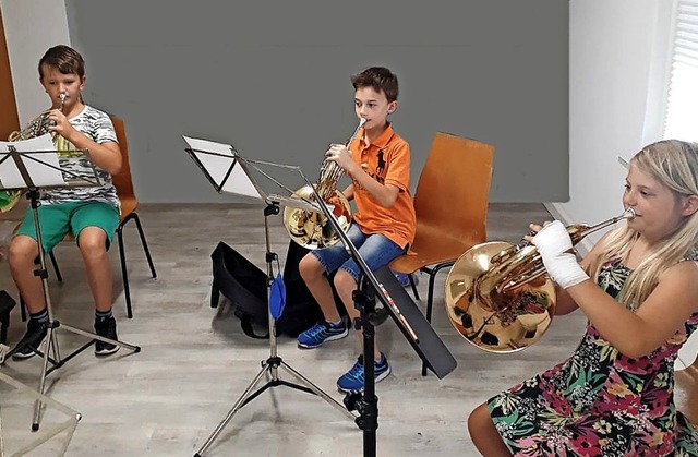 Der Nachwuchs im Musikverein flingen ... Serafine Hbner beim Horn-Unterricht.  | Foto: Gerd Leutenecker