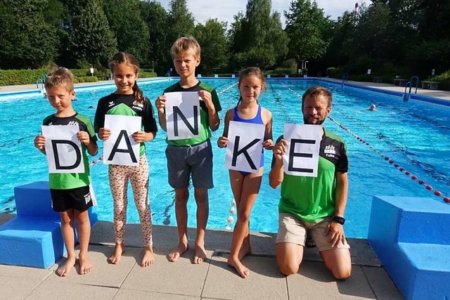 Luca Kaben, Amlie Tesche, Matti Kaben... Wucherpfennig mit Trainer Folke Kaben  | Foto: Bjrn Tesche