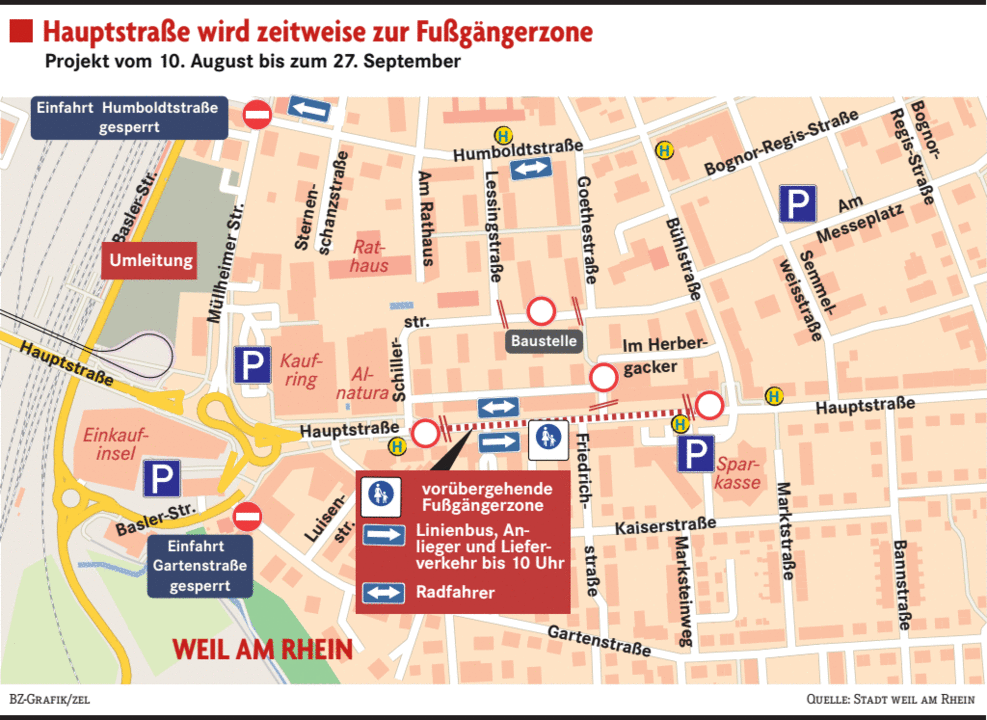 Ab Montag gibt es in Weil am Rhein eine Fußgängerzone - Weil am Rhein