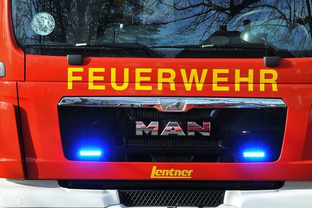 Die Feuerwehr ist auf der A5 zwischen ...brennenden Sattelauflieger zu lschen.  | Foto: Helmut Seller