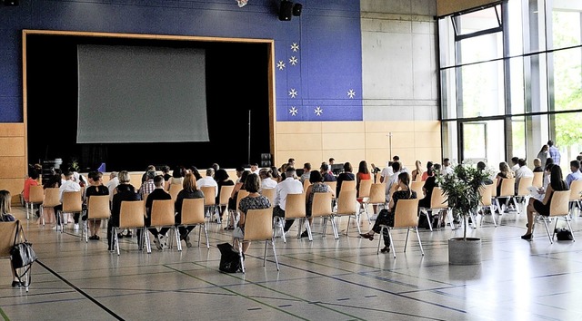 Abstand halten, hie es bei der Abschlussfeier.   | Foto: Martin Schreck