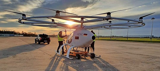 Einer der Volocopter auf dem Lahrer Flugplatz   | Foto: Bro Wei