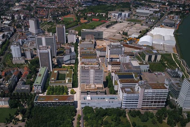 Der Campus in Basel aus der Luft betrachtet.  | Foto: Sabine Schneeberger/Juri Weiss/Novartis