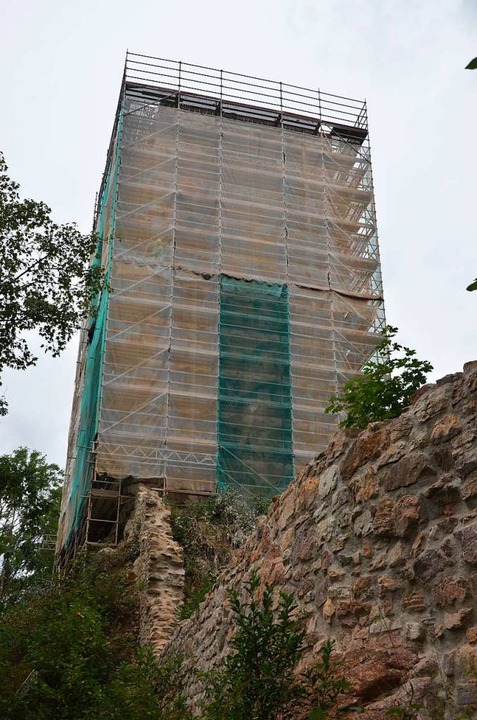 In die Fassade des Nordturms der Ruine...stliche Fledermausquartiere eingebaut.  | Foto: Friedbert Zapf