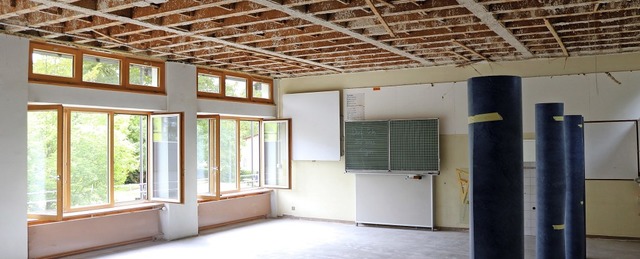 Ein Innenraum der Schutterlindenbergsc...211; die Decke ist sichtbar in Arbeit.  | Foto: Stadt
