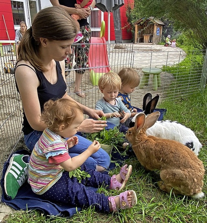 <BZ-FotoAnlauf>Osypka Kinderhaus: </BZ...e Kids haben  Freude an den Kaninchen.  | Foto: Kinderhaus