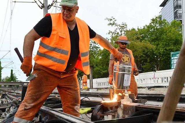 Fotos: So luft die Rundumerneuerung der Gleise an Freiburgs Berliner Allee