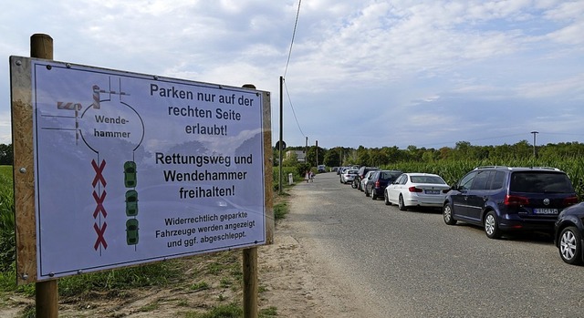 Am Zufahrtsweg zum See darf nur auf einer Seite geparkt werden.  | Foto: Frank Schoch