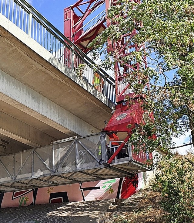 Das Brckenuntersichtgert ermglicht ...uwerke grndlich berprfen zu knnen.  | Foto: stadt offenburg