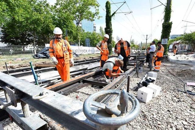 Trambaustelle im Freiburger Westen unterbricht auch Linie 1