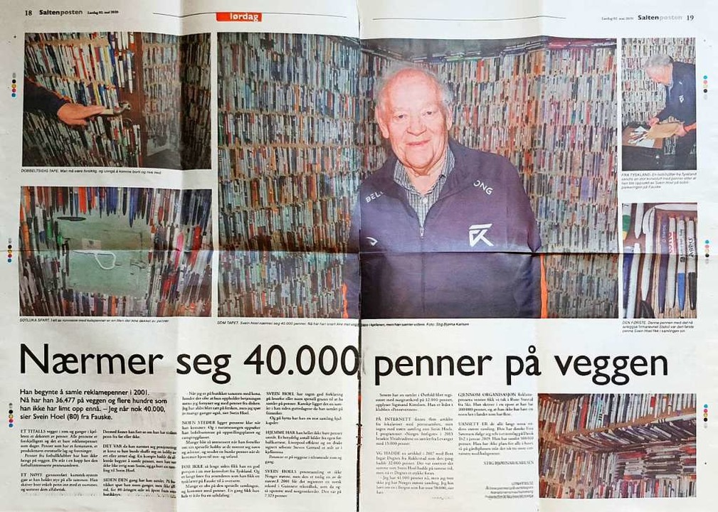 Fast 40.000 Stifte an der Wand: Svein ... der norwegischen Zeitung Saltenposten  | Foto: Passfall