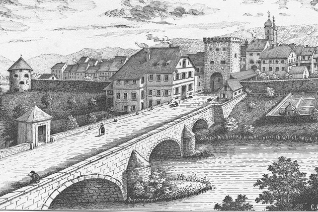 Auf dem Stahlstich von Carl Gersbach i... Kapelle auf der Steinbrcke zu sehen.  | Foto: Repro: Karl Braun 