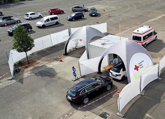 Die neue Teststation am Bahnhof Malterdingen Riegel aus der Drohnenperspektive.   | Foto: Landratsamt Emmendingen