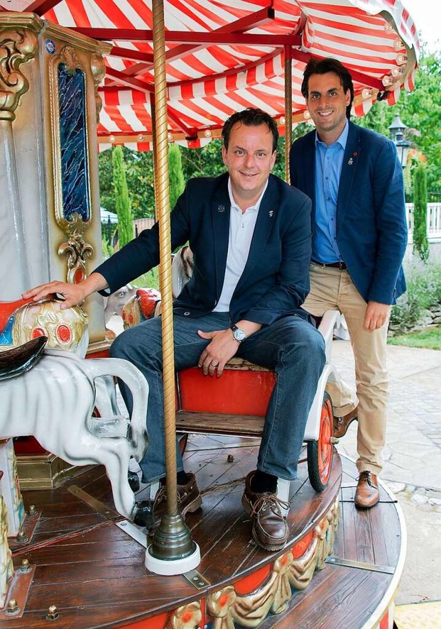 In frisierten Karts unterwegs: Michael (links) und Thomas Mack.  | Foto: Bernhard Rein