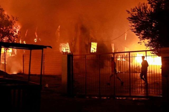 Fotos: Grobrand zerstrt Flchtlingslager Moria auf Lesbos