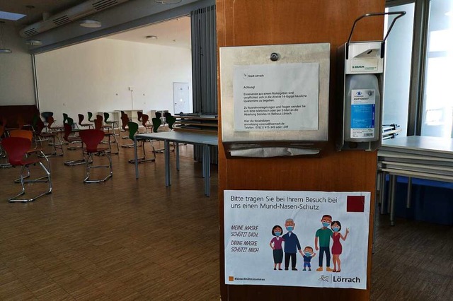 Hinweise der Stadtverwaltung weisen Sc...ier in der Haagener Schlossbergschule.  | Foto: Katharina Bartsch