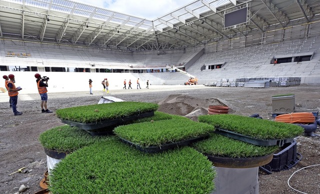 Die Baustelle der neuen Arena  in diesem Juli  | Foto: Michael Bamberger