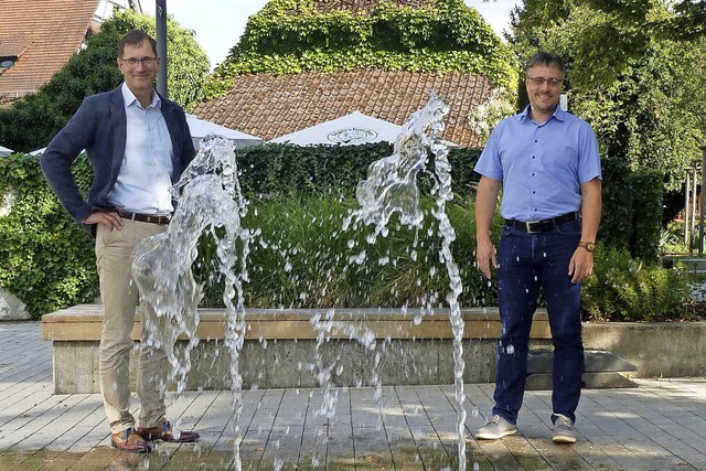 Die beiden Brgermeister Lars Brgner ...mergesprch trafen sich in Vrstetten.  | Foto: Andrea Gallien