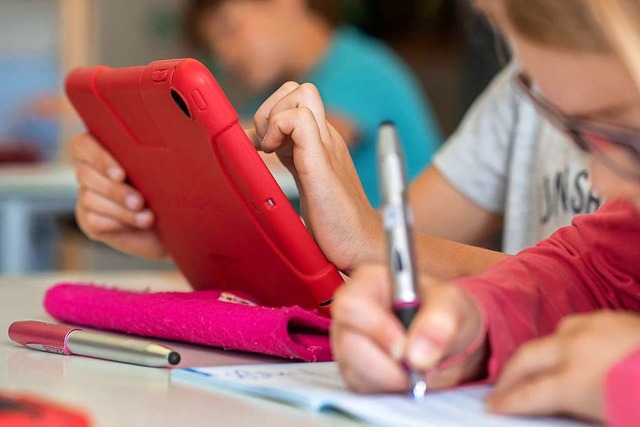 Tablets wie das iPad knnen auch im Unterricht genutzt werden.  | Foto: Armin Weigel (dpa)