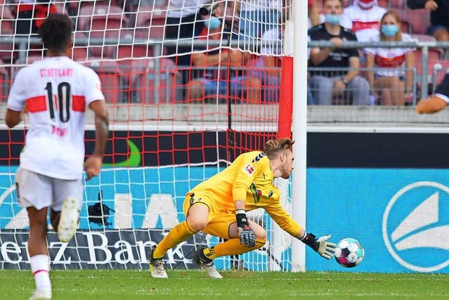 Florian Mller feierte sein Debt fr den SC Freiburg und zeigte gute Paraden.  | Foto: Achim Keller/SC Freiburg