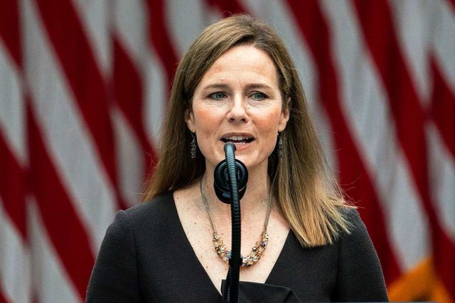 Richterin Amy Coney Barrett spricht w...am Obersten Gericht der USA nominiert.  | Foto: Alex Brandon (dpa)