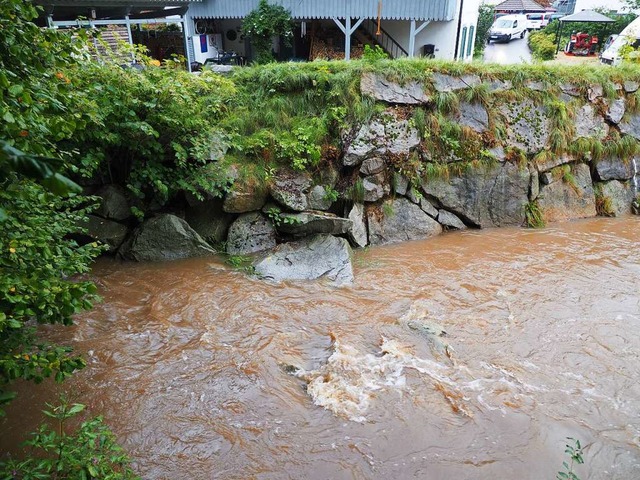 Die Fugen des Deiches  wurden weggesp...eue Bauwerk soll nun wasserdicht sein.  | Foto: Herbert Frey