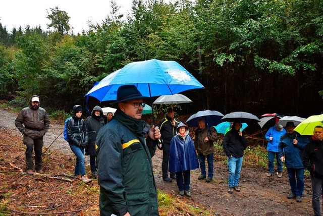 Forstrevierleiter Gerd Fricker fhrte ...Interessierte durch den Hertener Wald.  | Foto: Heinz und Monika Vollmar