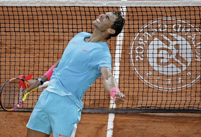 Steht wieder einmal in Paris im Finale und freut sich riesig: Rafael Nadal   | Foto: Christophe Ena (dpa)