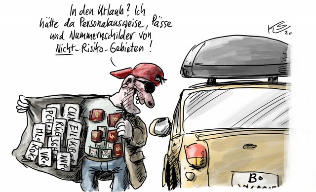 So sieht unser Karikaturist Klaus Stut...r die sogenannten Beherbergungsverbote  | Foto: Klaus Stuttmann