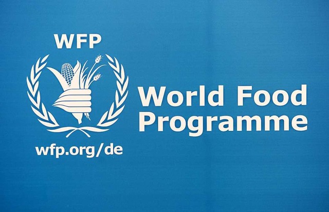Logo des Welternhrungsprogramms der V...r den Friedensnobelpreis erhalten hat.  | Foto: Jens Kalaene (dpa)