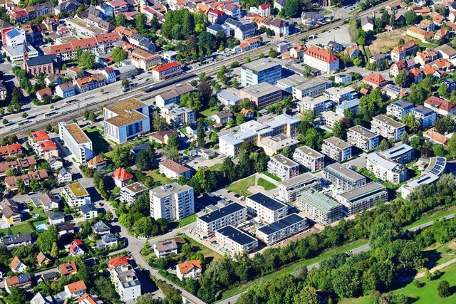 Das Bauprojekt der Wohnbau Lrrach &#8...am Eisweiher ist weitestgehend fertig.  | Foto: Erich Meyer