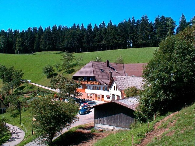 Auf etwa 700 Meter Hhe berm Harmersb...gelegen: der Harkhof mit Vesperstube.   | Foto: hr